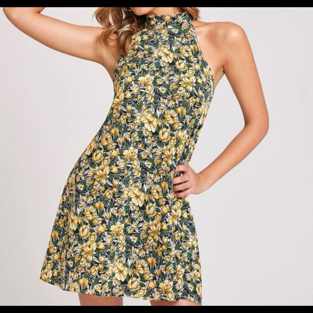 Floral Tie Neck Dress